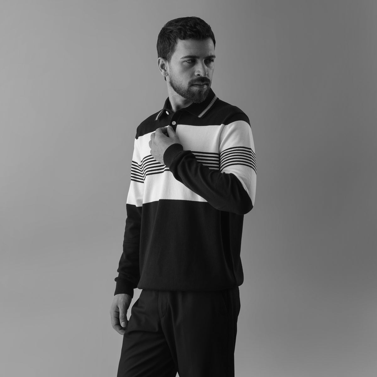 REGATTA LONG-SLEEVE POLO LONG-SLEEVE FLAT-KNIT SHIRT