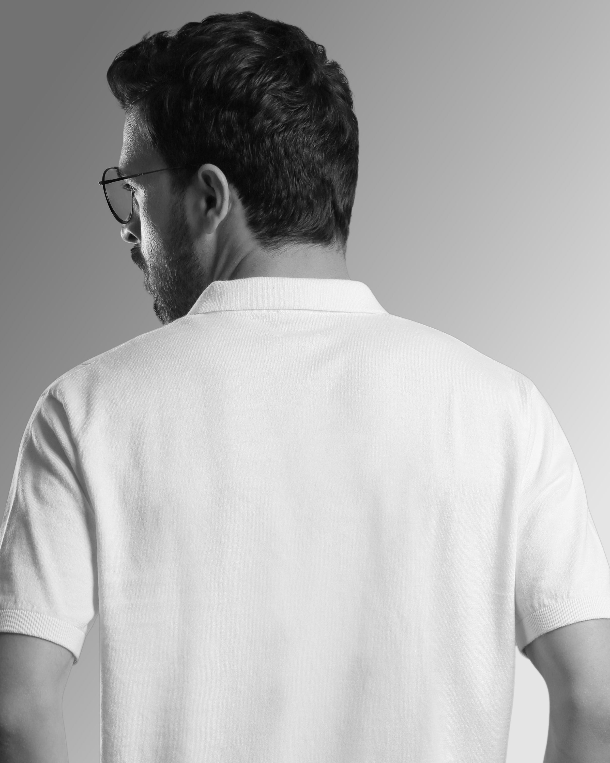 WHITE, RIBBED GOLF SHIRT