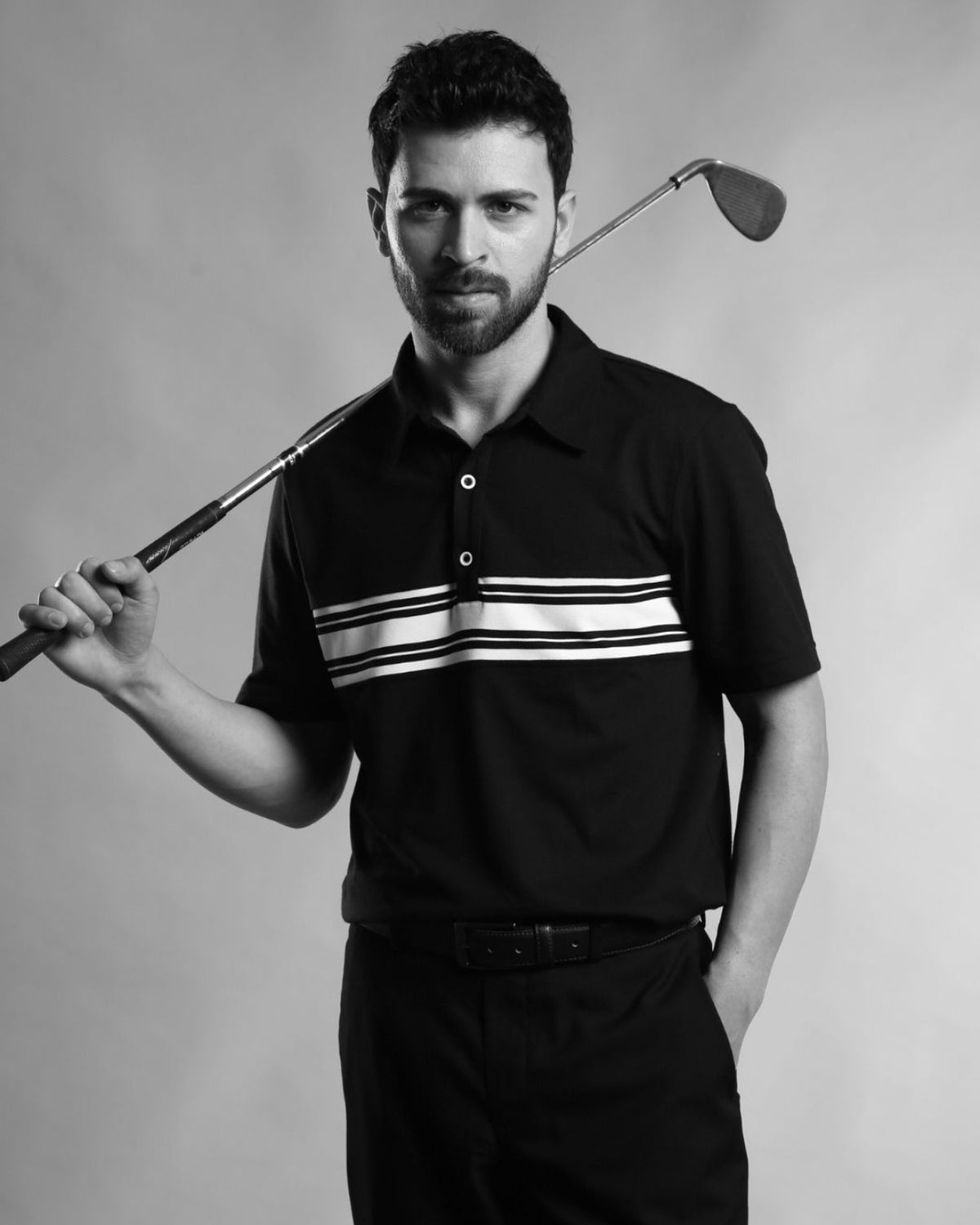 CLASSIC BLACK STRIPES PERFORMANCE POLO T-SHIRT