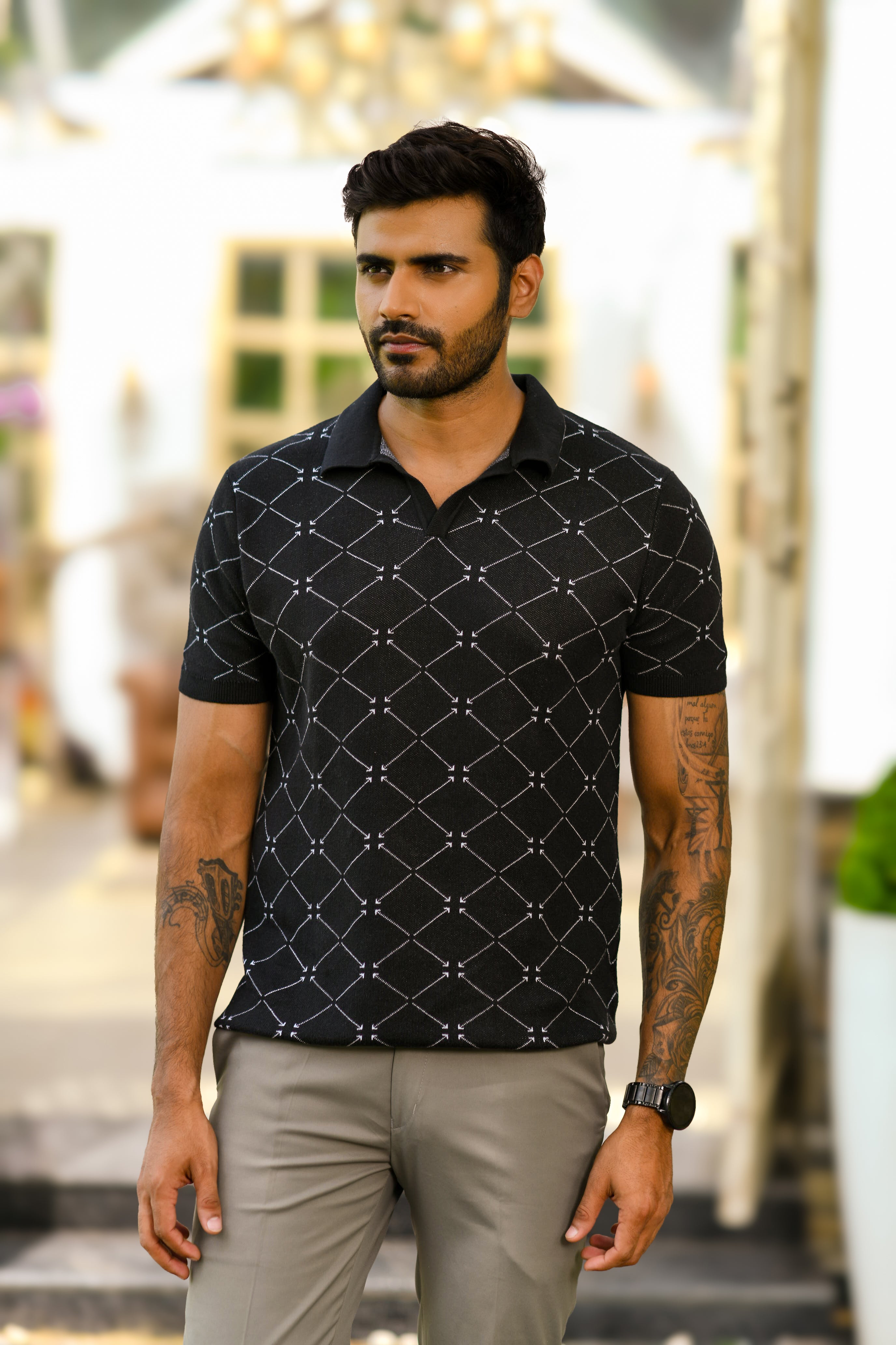 GEOMETRIC PATTERNED PINNACLE POLO (Copy)