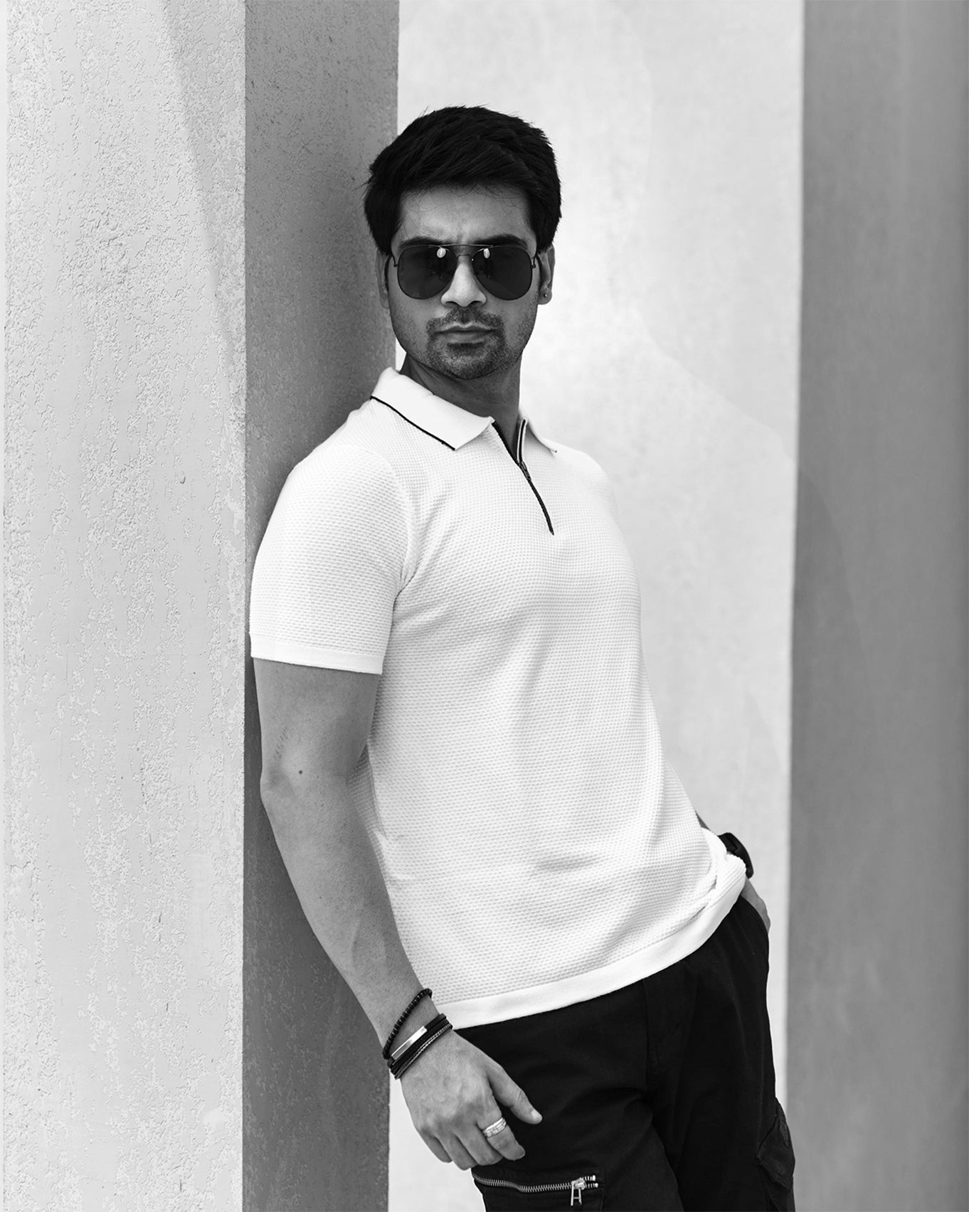 TEXTURED WHITE GOLF SHIRT