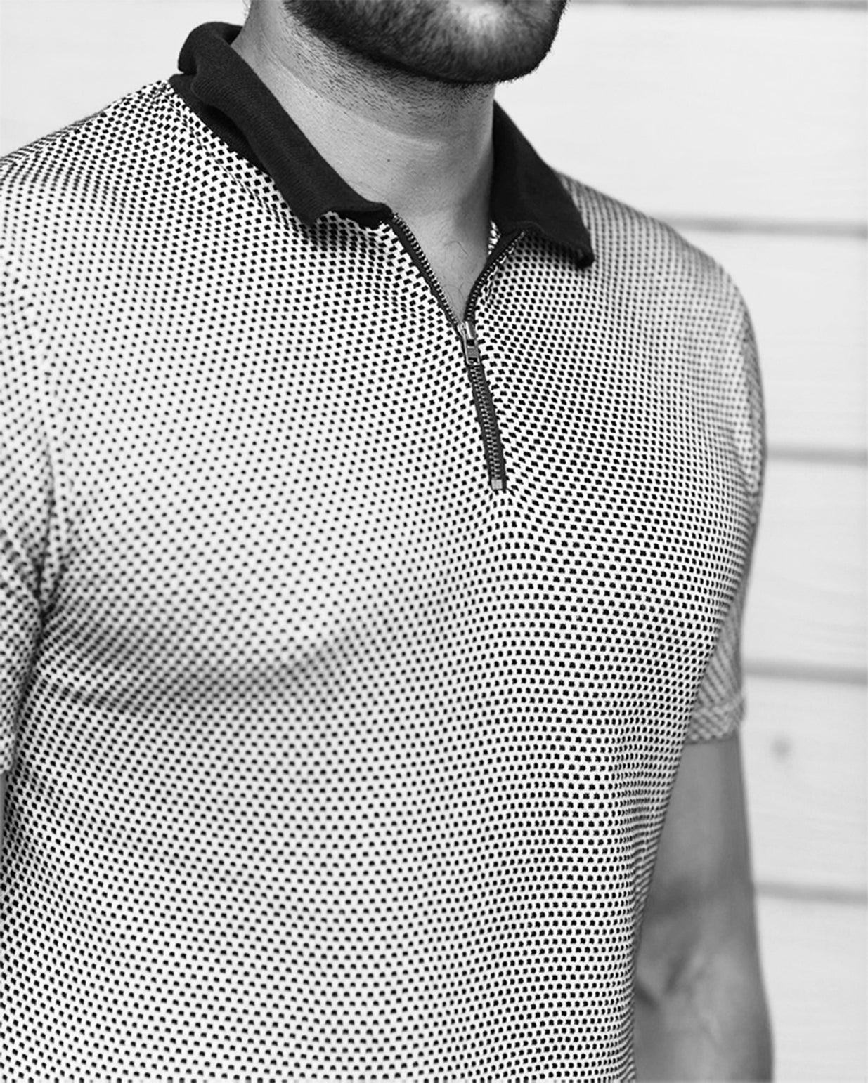 GEOMETRIC KNIT GOLF SHIRT