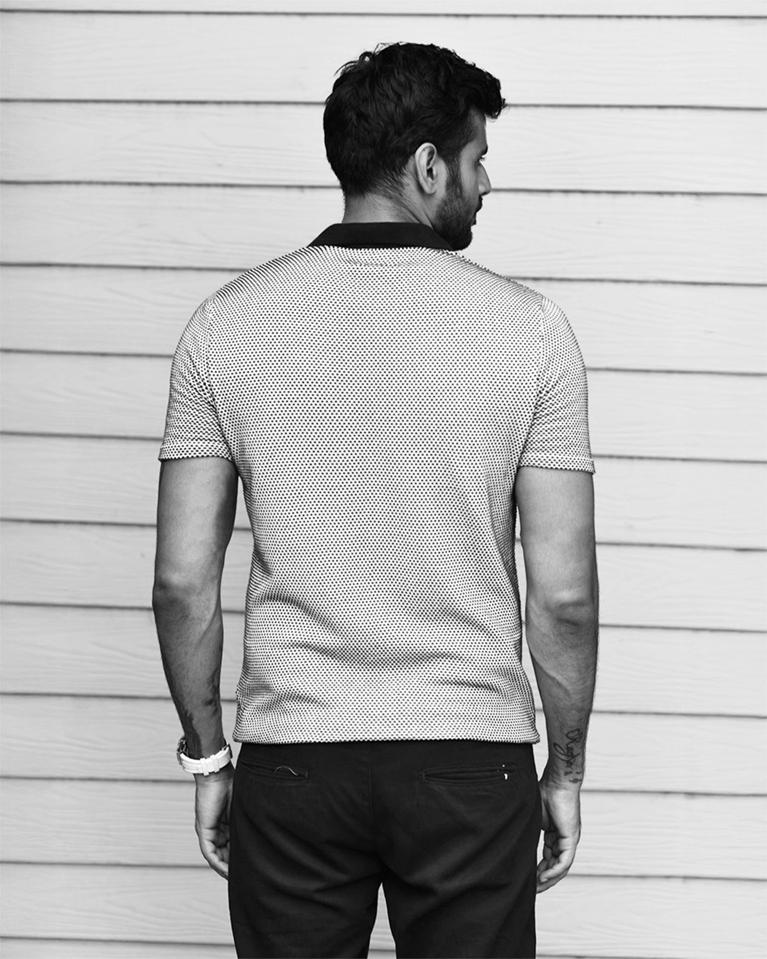 GEOMETRIC KNIT GOLF SHIRT