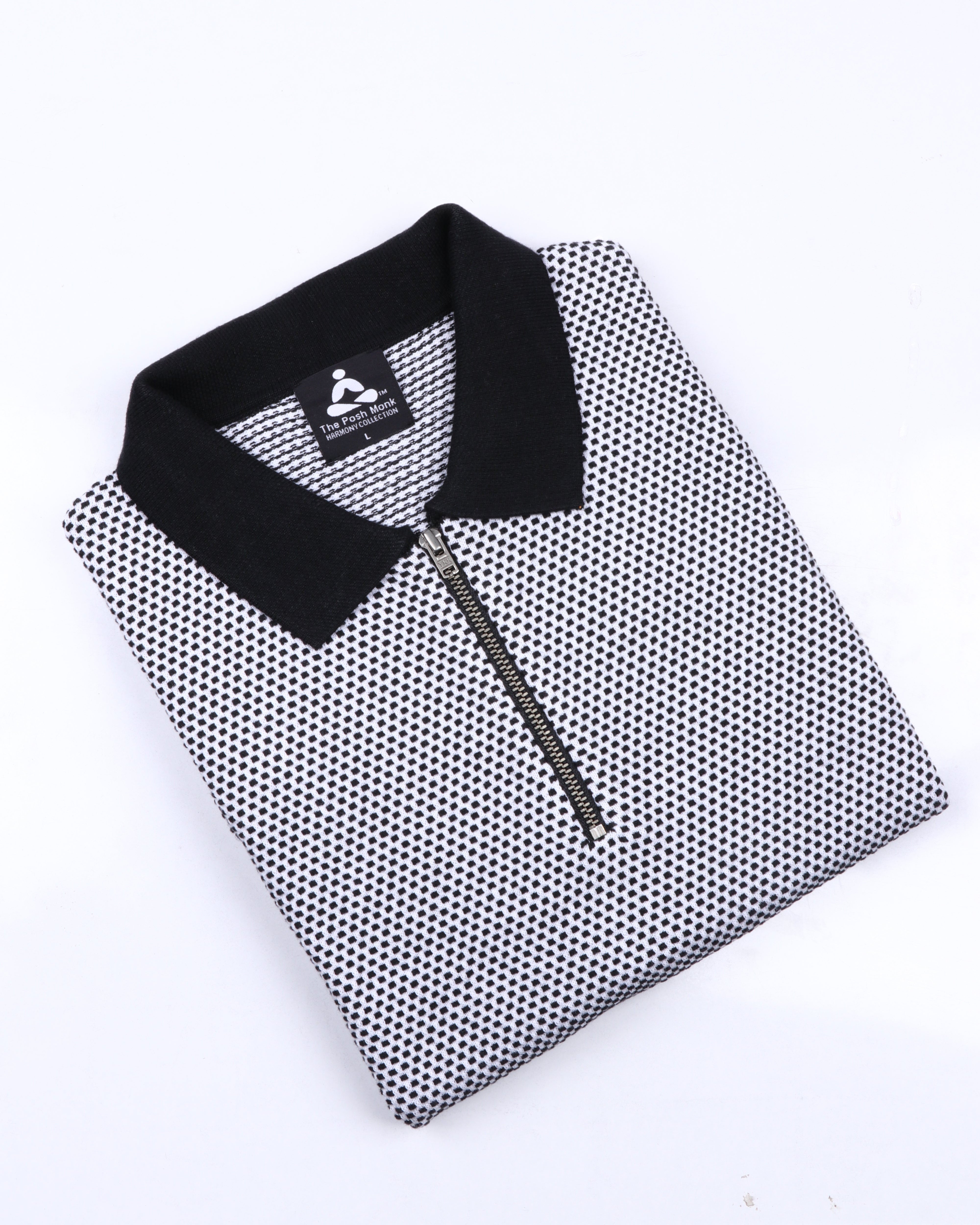 GEOMETRIC KNIT PINNACLE POLO