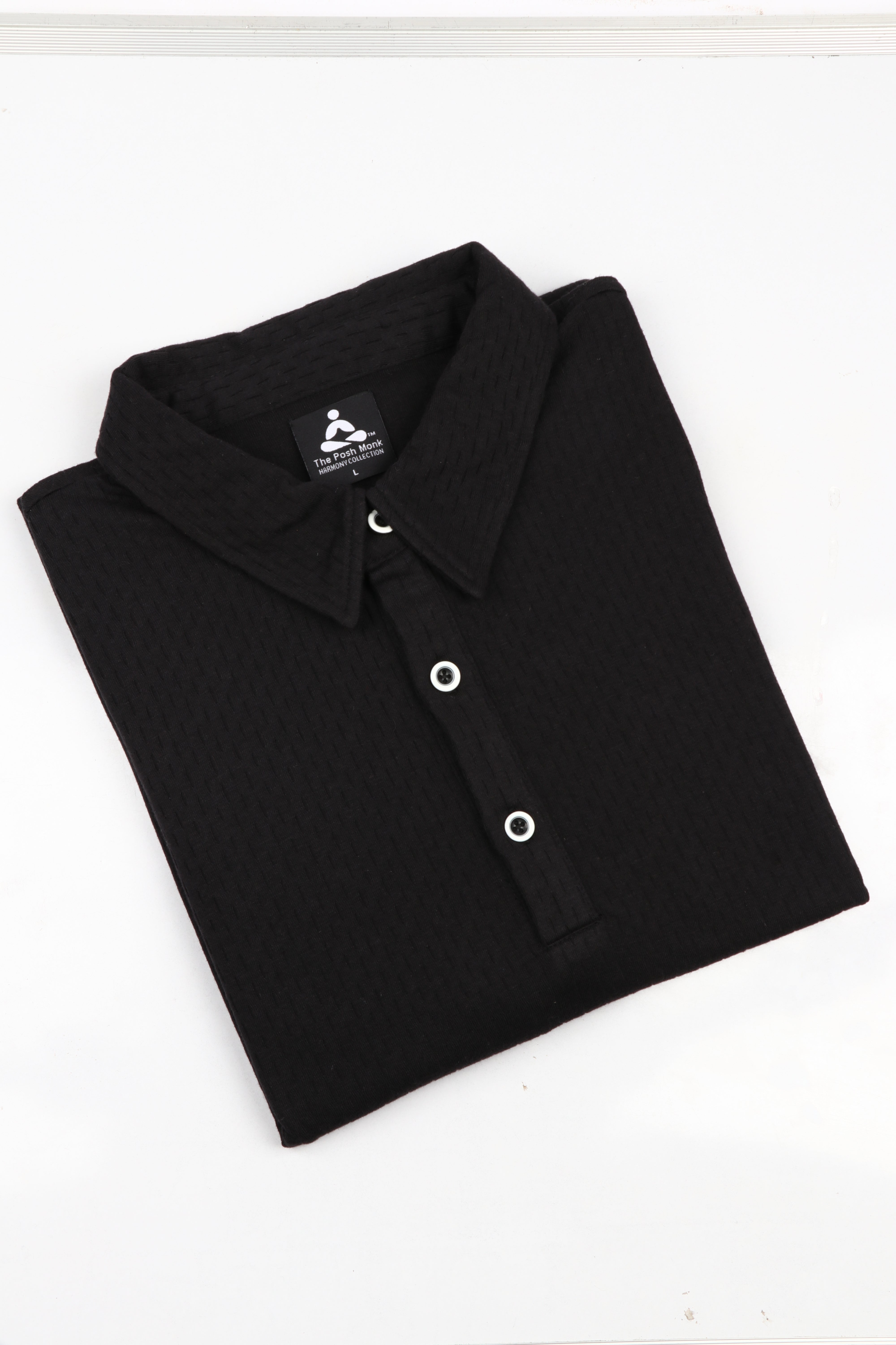 BLACK TEXTURED PINNACLE POLO