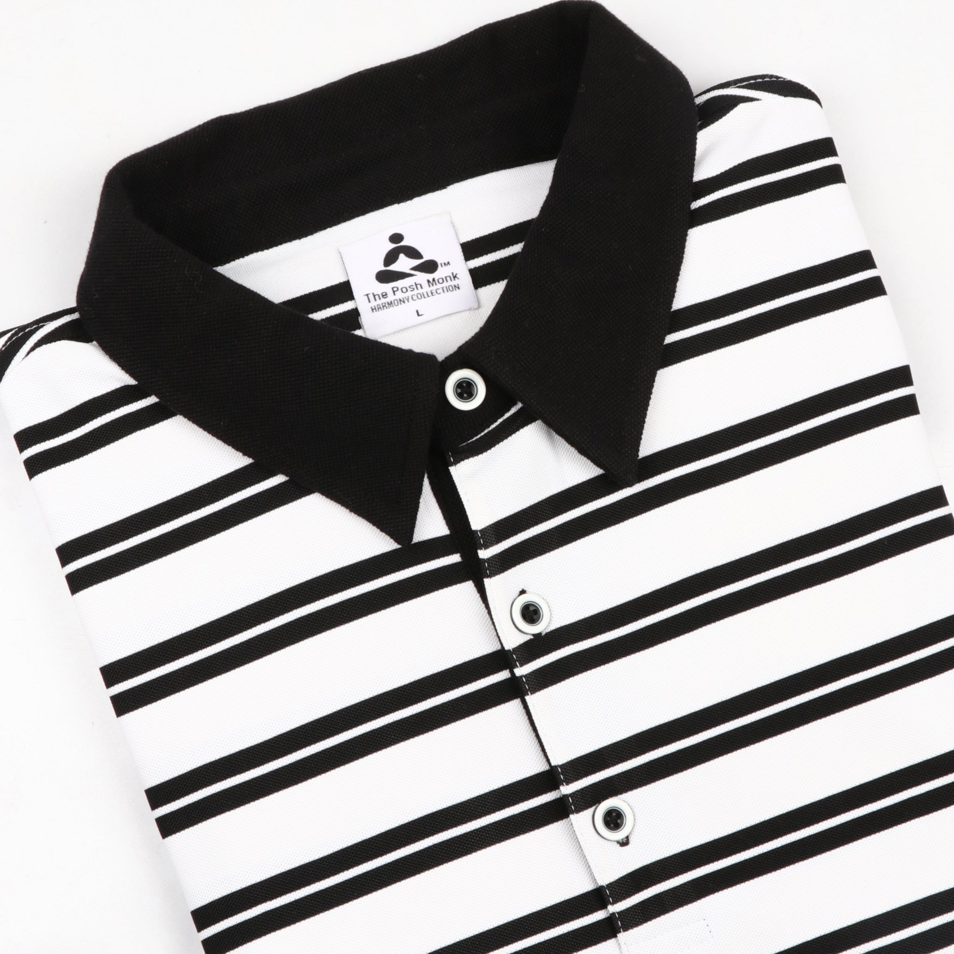STRIPED PINNACLE POLO WITH CONTRAST COLLAR
