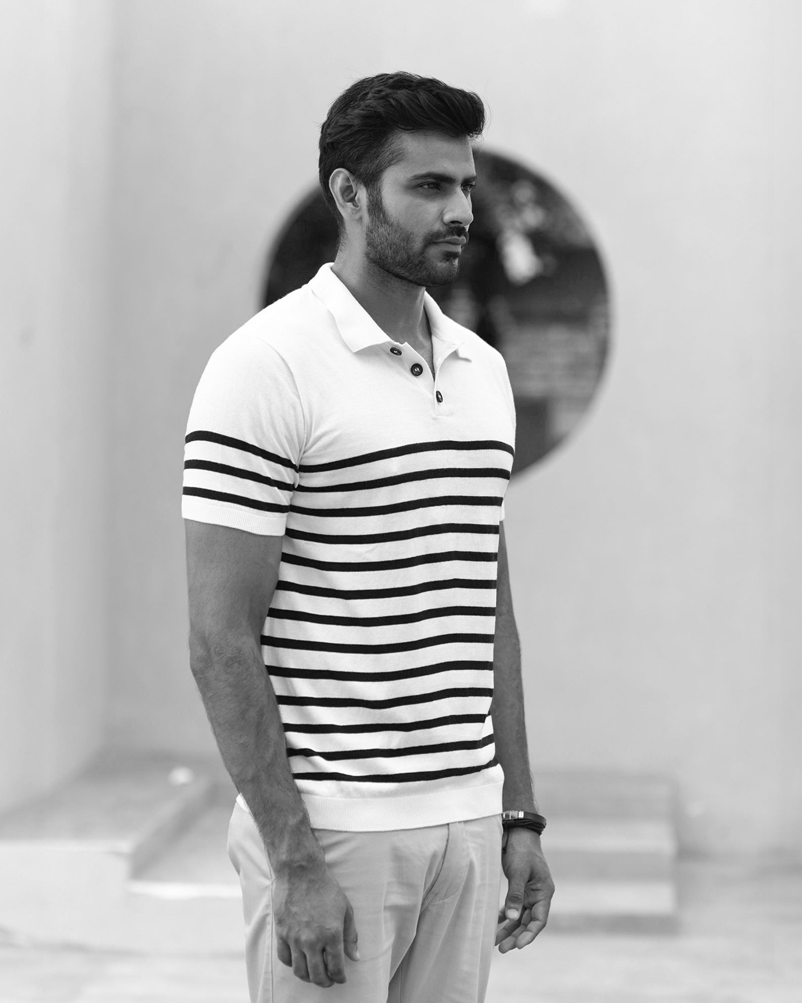 STRIPED NAUTICAL-INSPIRED GOLF SHIRT