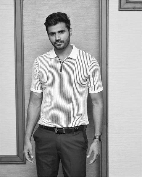 VERTICAL PIN STRIPE GOLF SHIRT