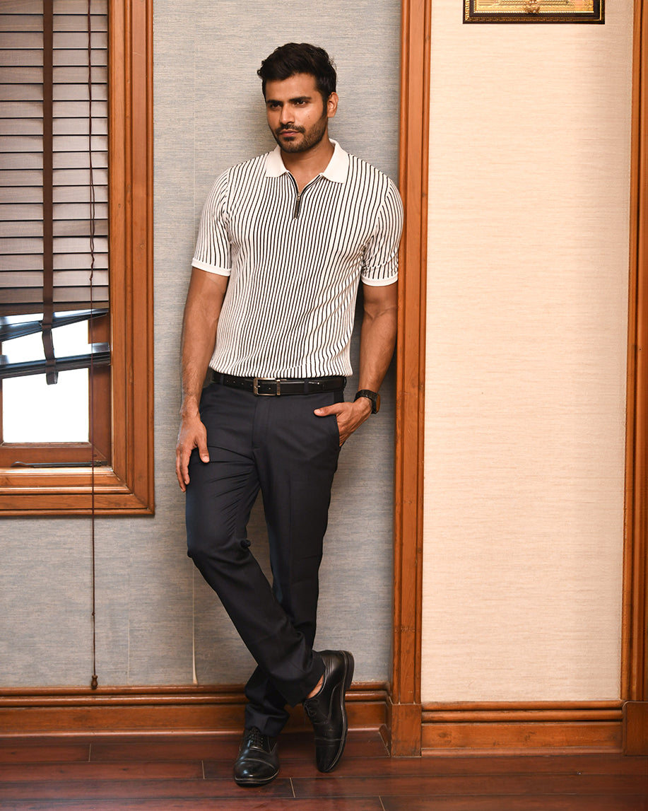 VERTICAL PIN STRIPE PINNACLE POLO
