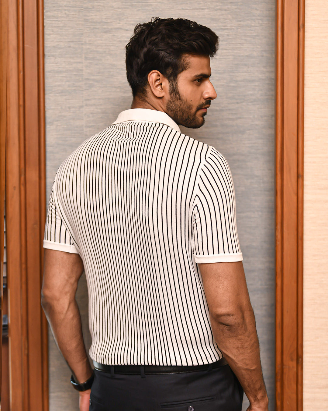 VERTICAL PIN STRIPE PINNACLE POLO