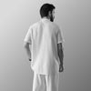 THE TEXTURED HALF-SLEEVE FLAT-KNIT WHITE SHIRT
