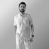 THE TEXTURED HALF-SLEEVE FLAT-KNIT WHITE SHIRT