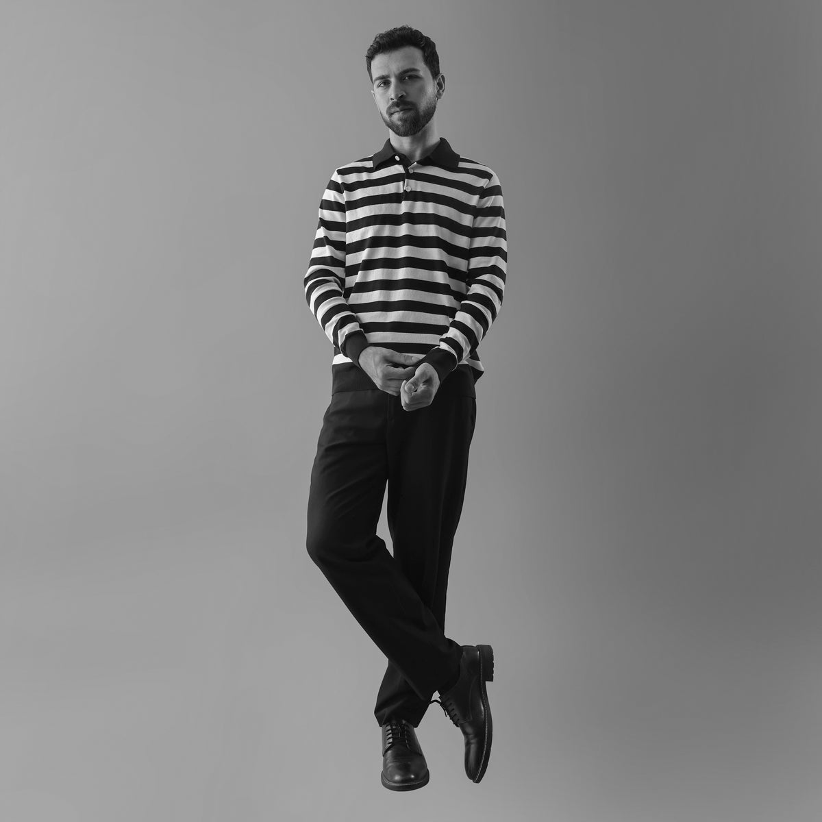 GRID LONG-SLEEVE POLO