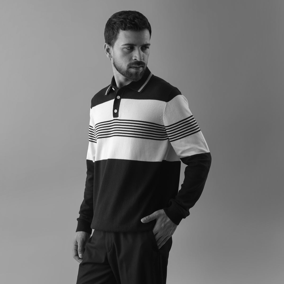 REGATTA LONG-SLEEVE POLO LONG-SLEEVE FLAT-KNIT SHIRT