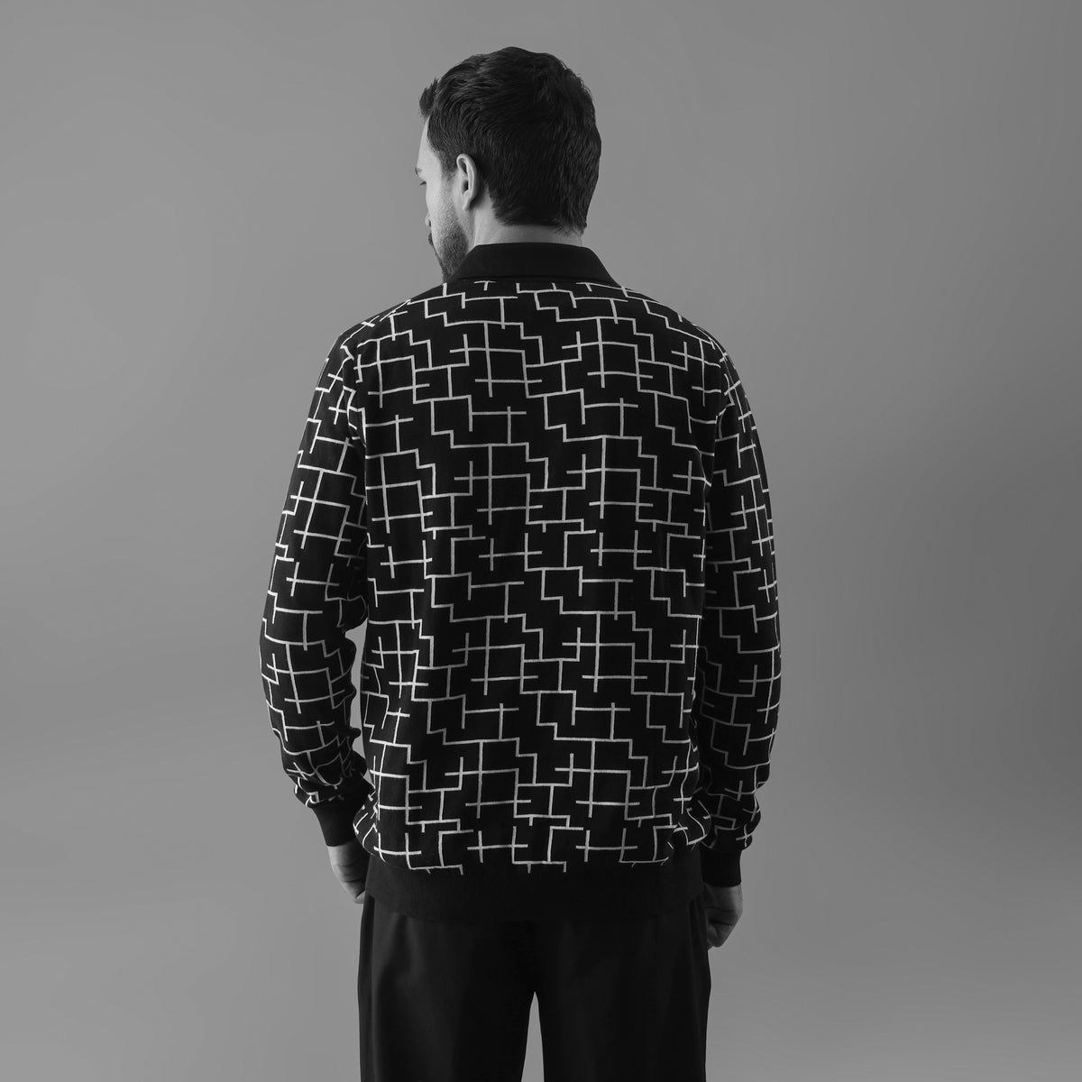 MAZE – GEOMETRY IN MOTION LONG-SLEEVE FLAT-KNIT SHIRT