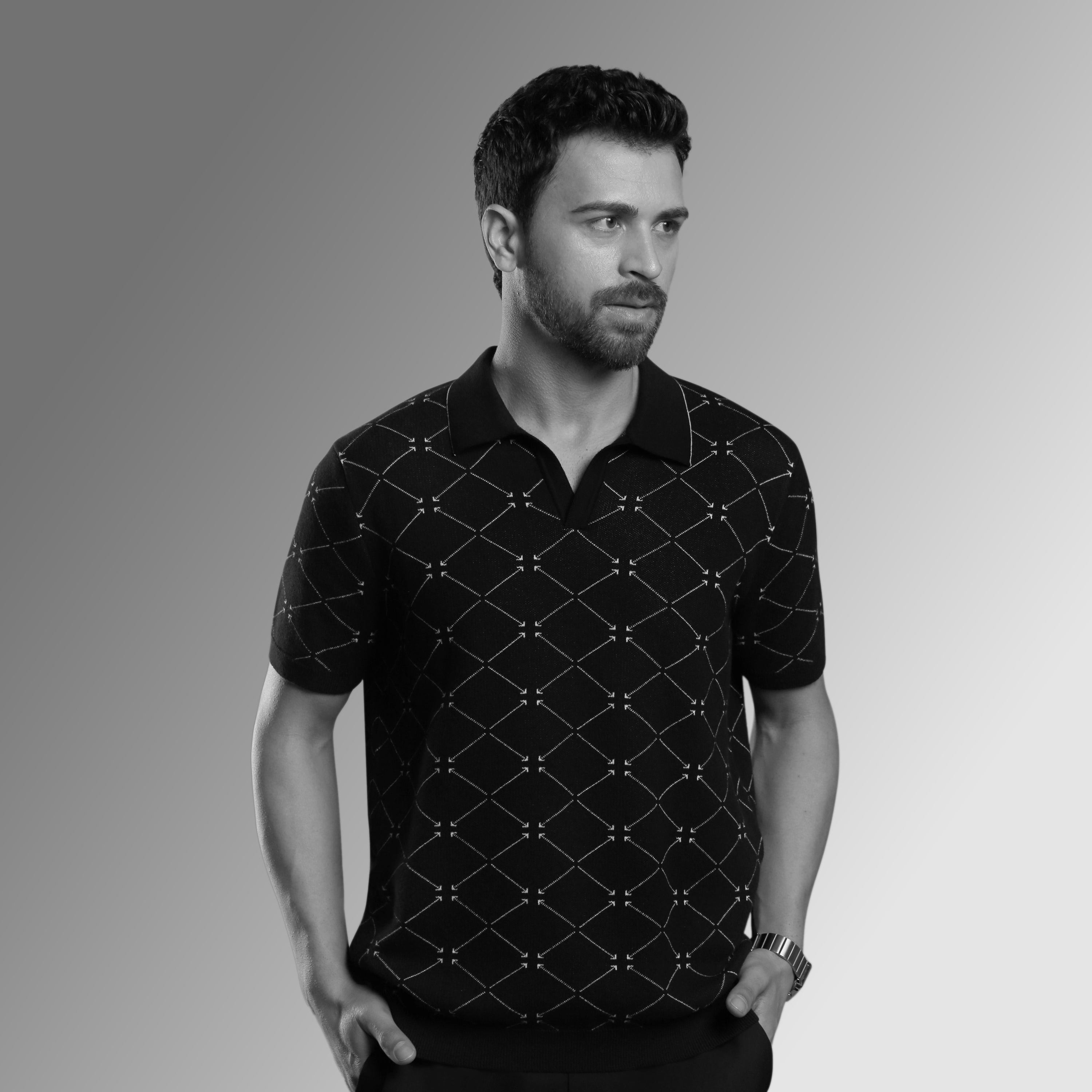 GEOMETRIC PATTERNED PINNACLE POLO