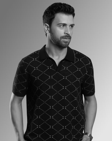 GEOMETRIC PATTERNED GOLF SHIRT
