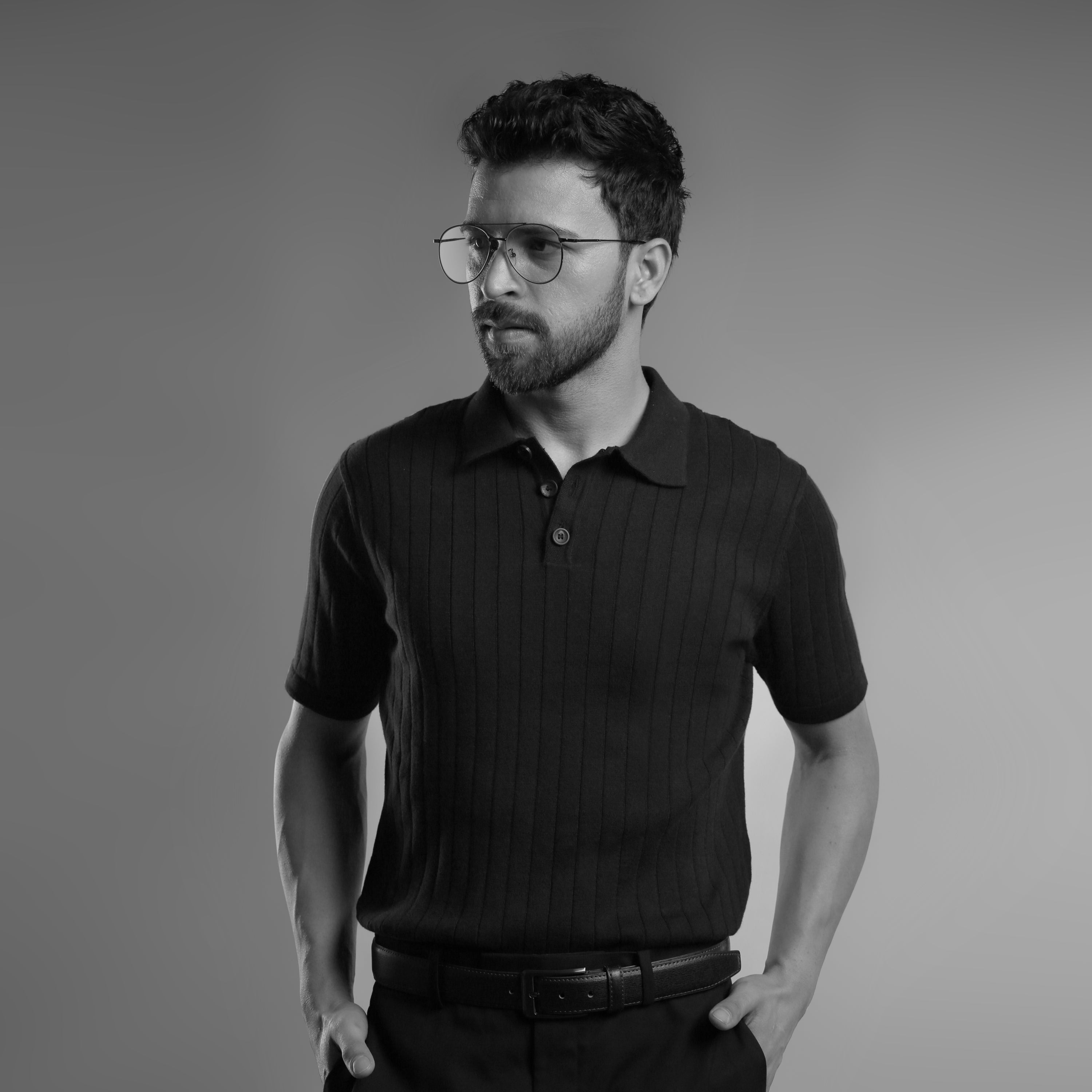 CLASSIC RIBBED BLACK PINNACLE POLO