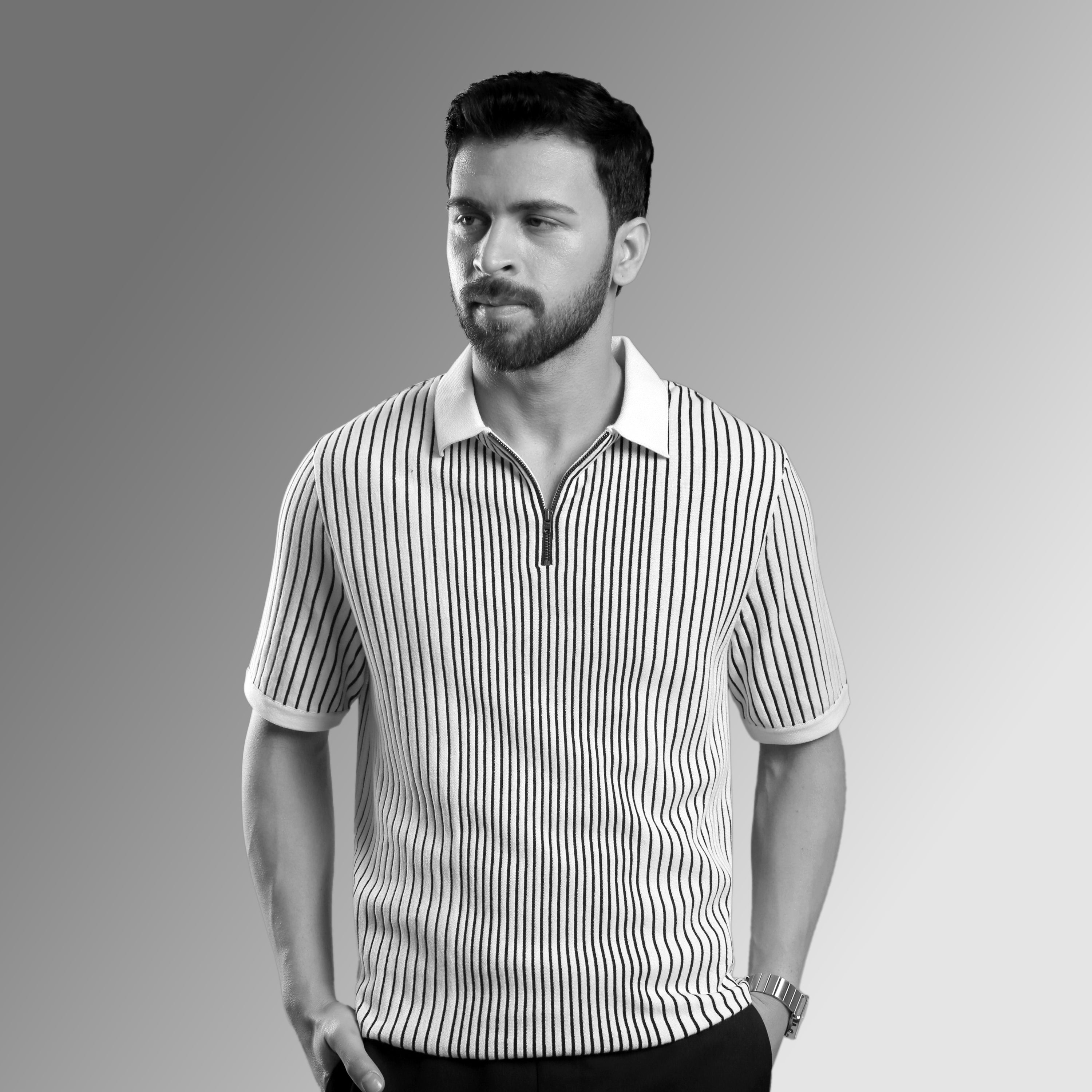 VERTICAL PIN STRIPE PINNACLE POLO