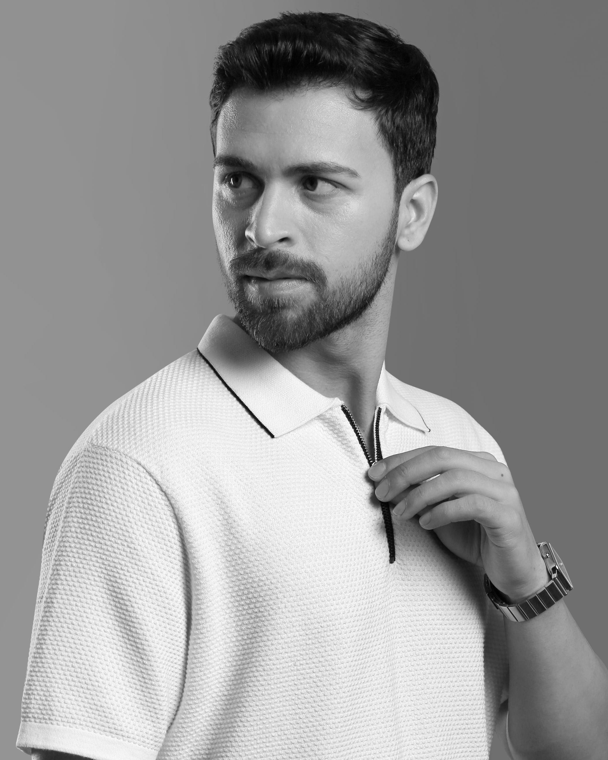 TEXTURED WHITE GOLF SHIRT