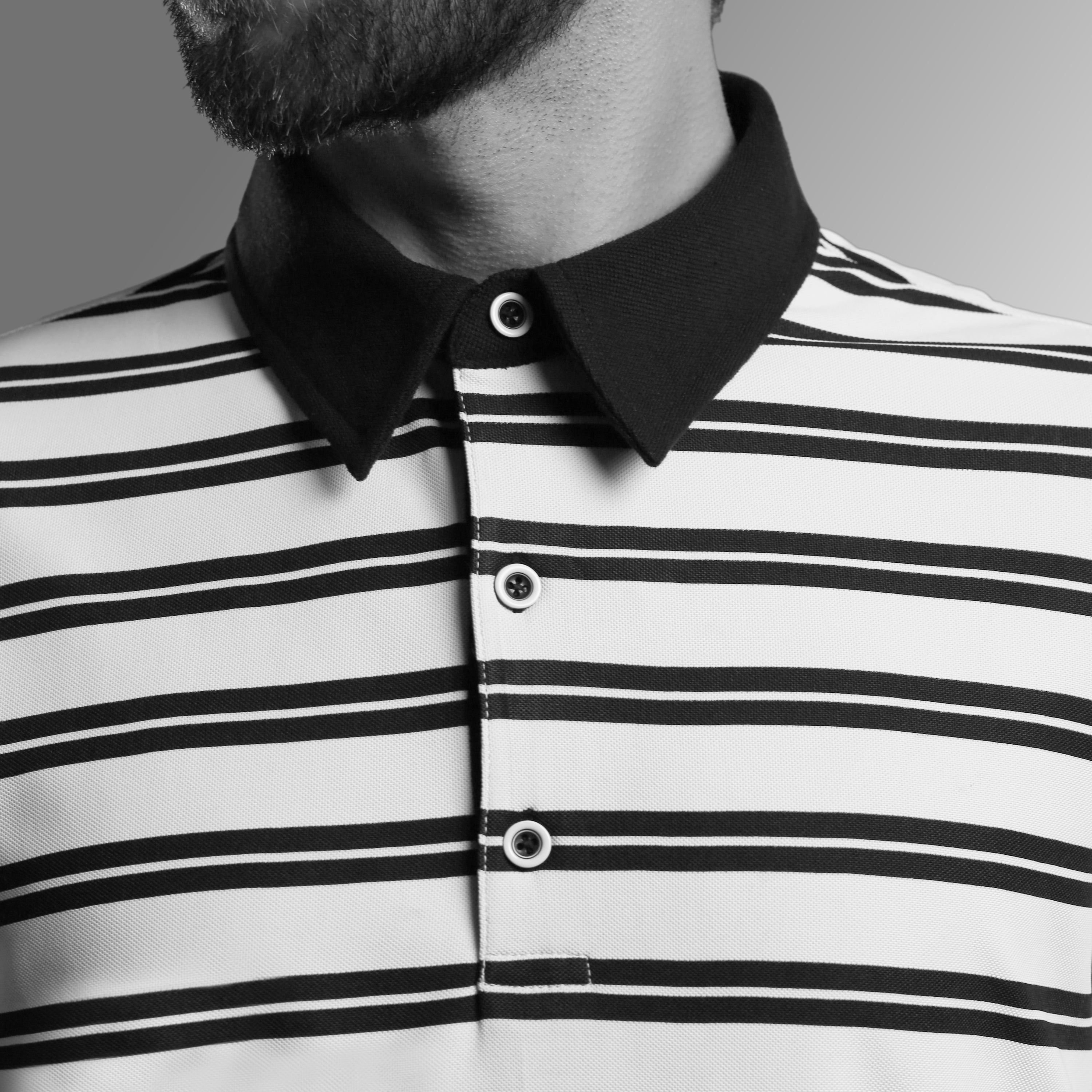 STRIPED PINNACLE POLO WITH CONTRAST COLLAR
