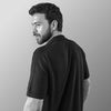 THE MOSAIC HALF-SLEEVE FLAT-KNIT BLACK SHIRT