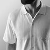 THE MOSAIC HALF-SLEEVE FLAT-KNIT WHITE SHIRT