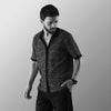 THE CHEVRON HALF-SLEEVE FLAT-KNIT BLACK SHIRT