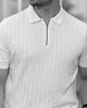 WHITE, RIBBED GOLF SHIRT