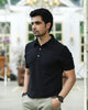 BLACK TEXTURED PINNACLE POLO