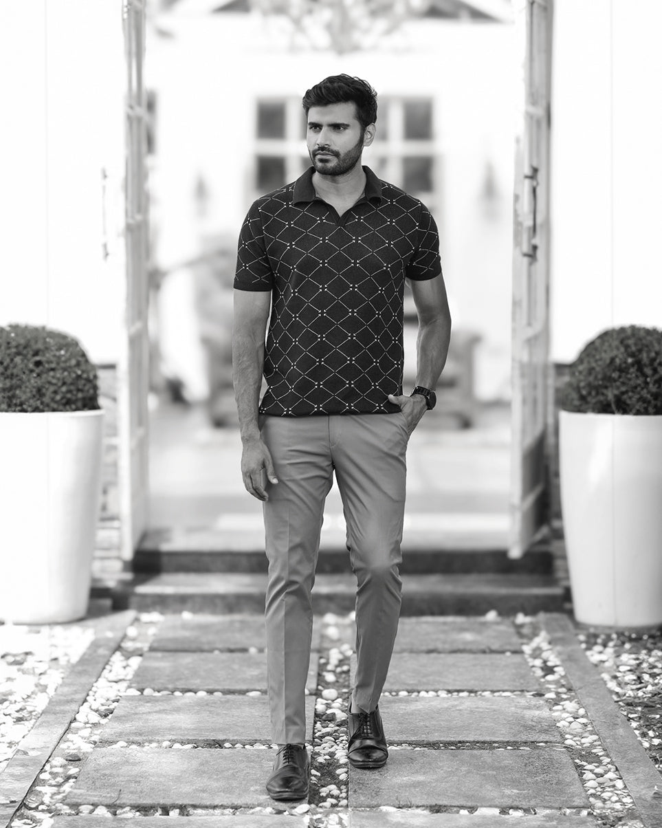 GEOMETRIC PATTERNED GOLF SHIRT