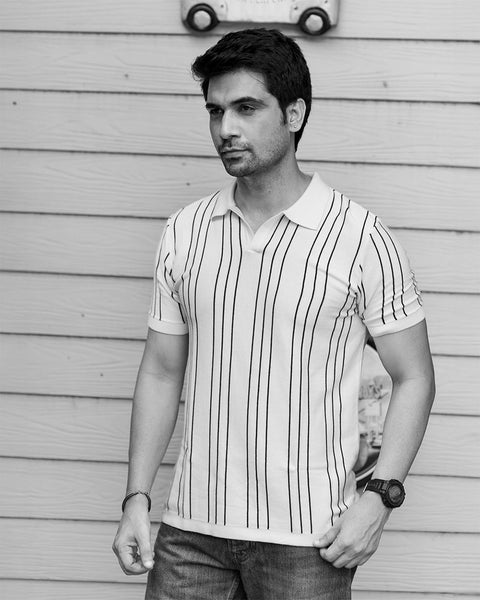 VERTICAL STRIPED GOLF SHIRT