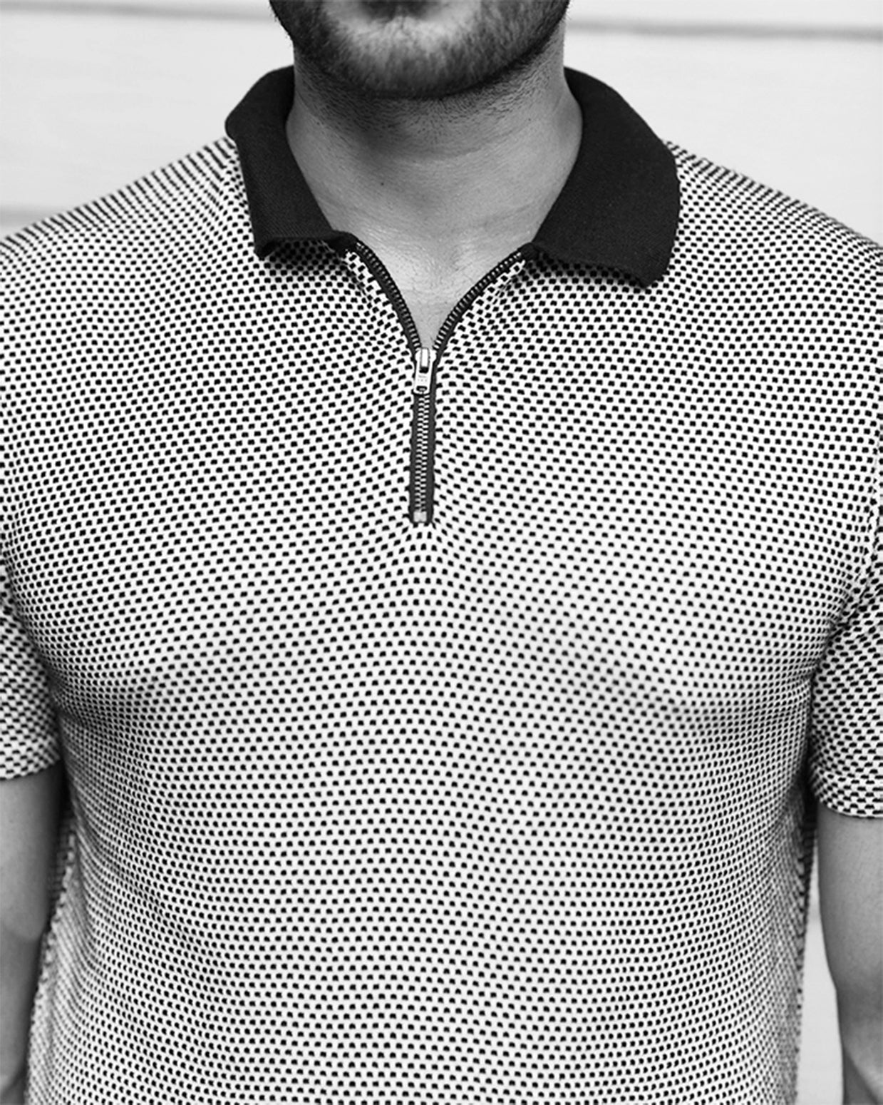 GEOMETRIC KNIT GOLF SHIRT