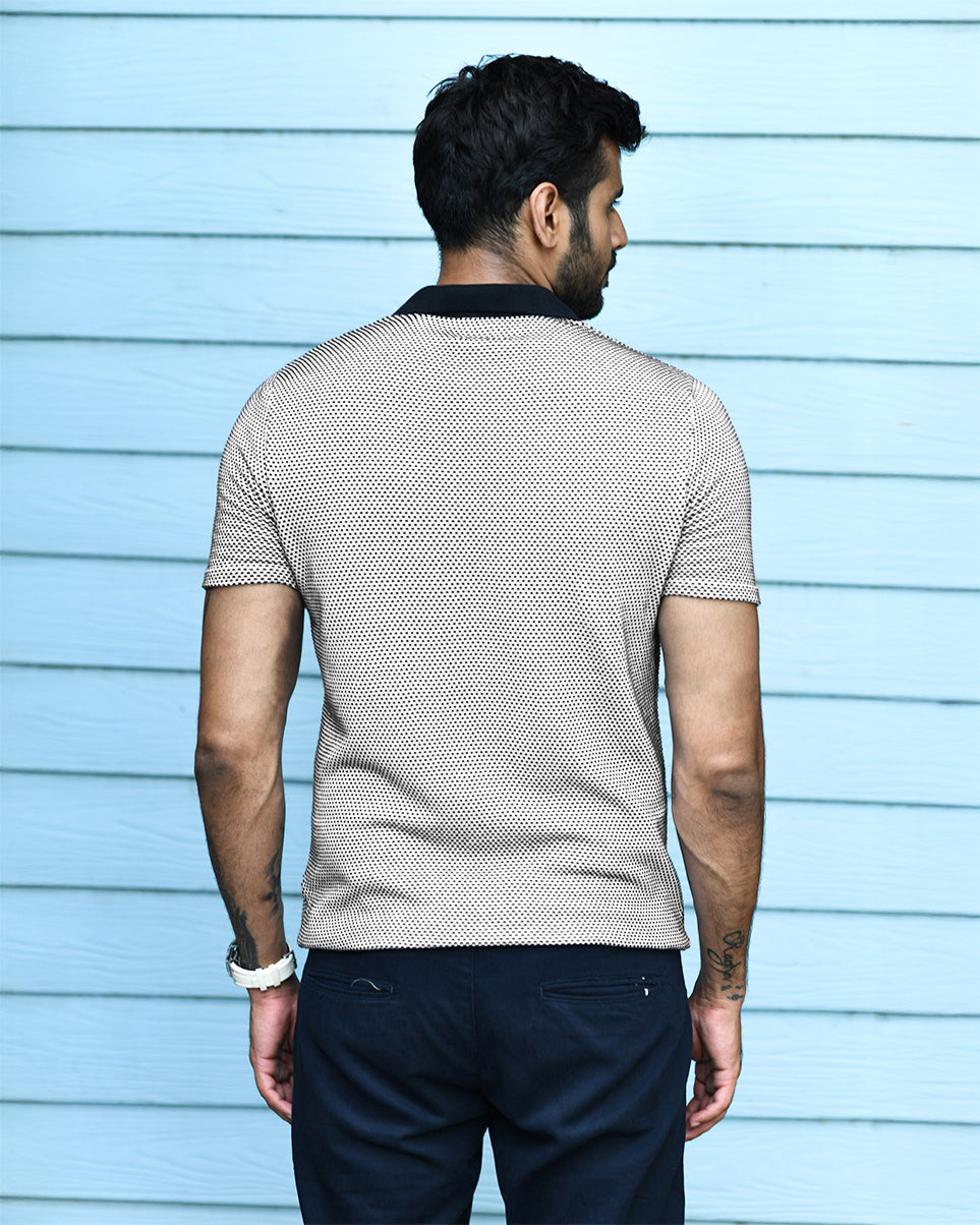 GEOMETRIC KNIT PINNACLE POLO
