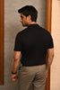 RIBBED BLACK PINNACLE POLO