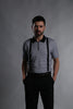 GEOMETRIC FLAT-KNIT SHORT-SLEEVE POLO T-SHIRT