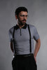 GEOMETRIC FLAT-KNIT SHORT-SLEEVE POLO T-SHIRT