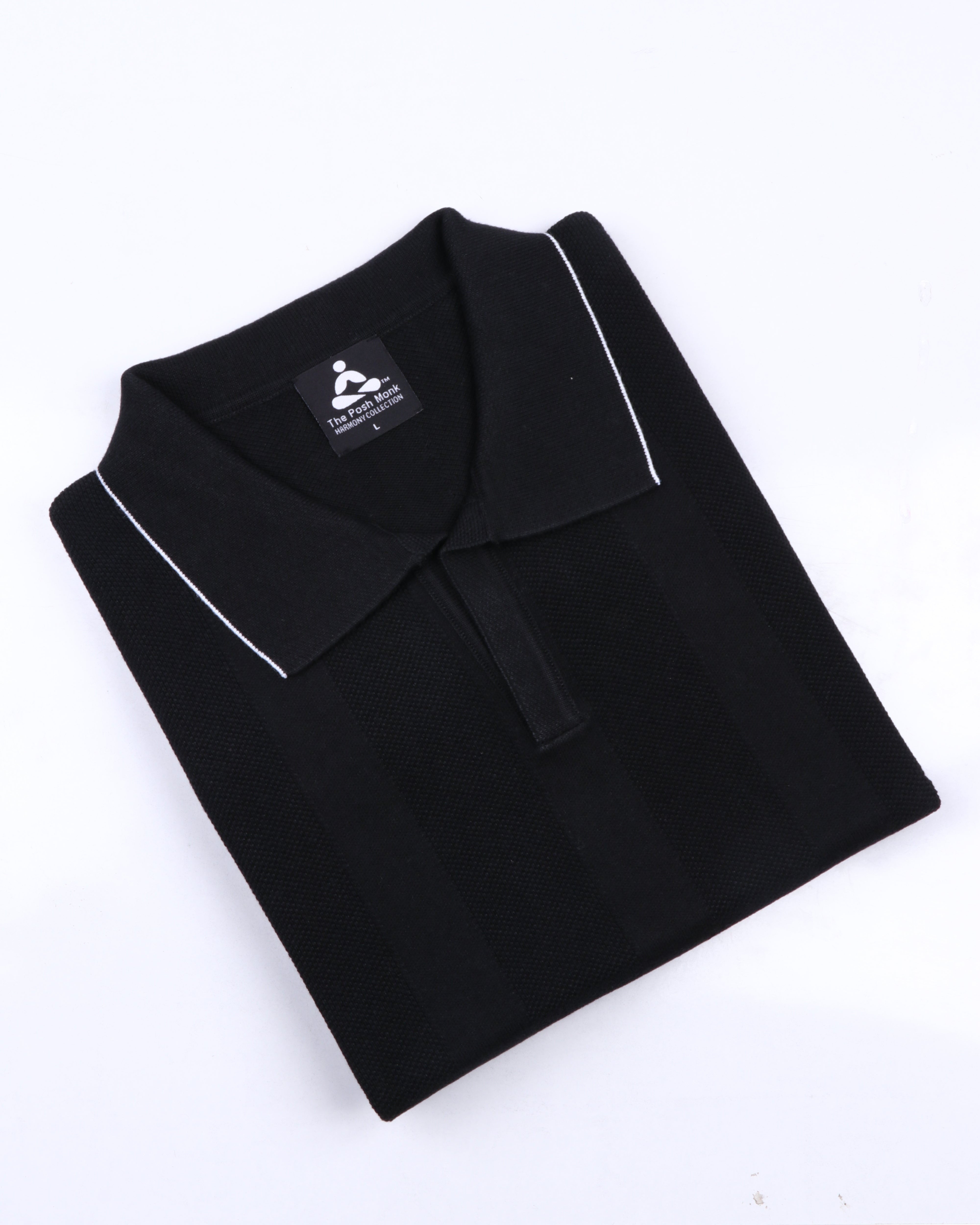 BLACK TEXTURED GOLF SHIRT