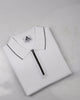 TEXTURED WHITE POLO WITH SLEEK ZIP