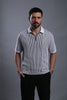 VERTICAL PIN STRIPE FLAT-KNIT POLO T-SHIRT