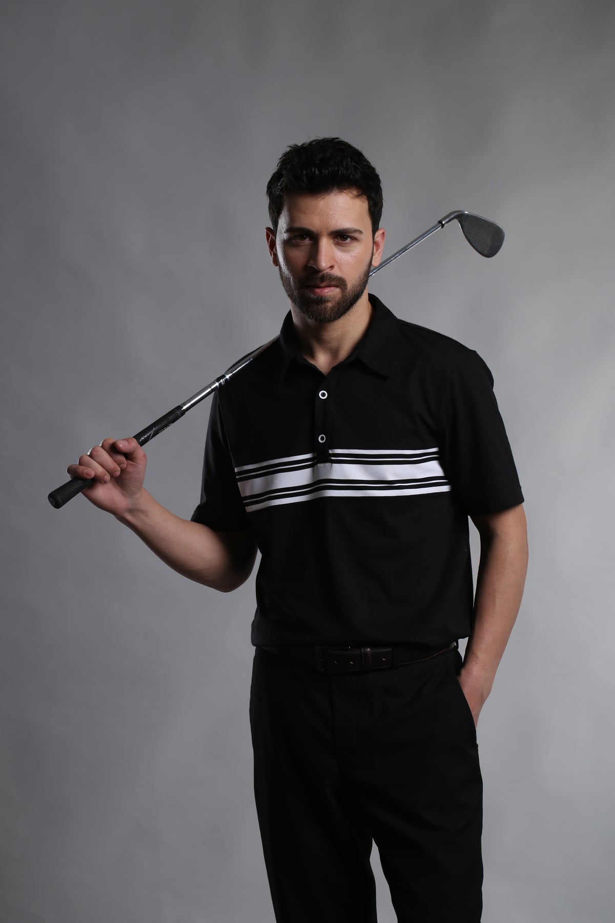 CLASSIC BLACK STRIPES PERFORMANCE POLO T-SHIRT