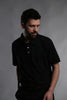 TEXTURED BLACK PERFORMANCE SHORT-SLEEVE POLO T-SHIRT