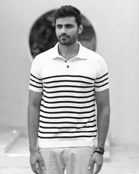 STRIPED NAUTICAL-INSPIRED GOLF SHIRT