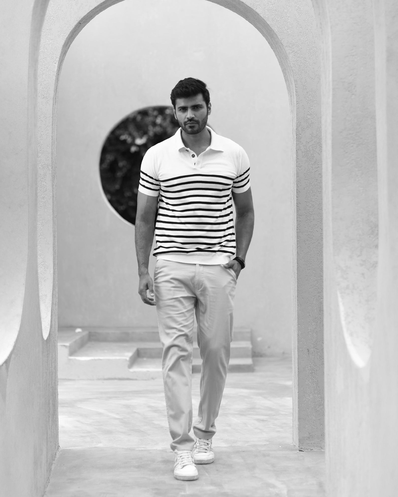 STRIPED NAUTICAL-INSPIRED GOLF SHIRT