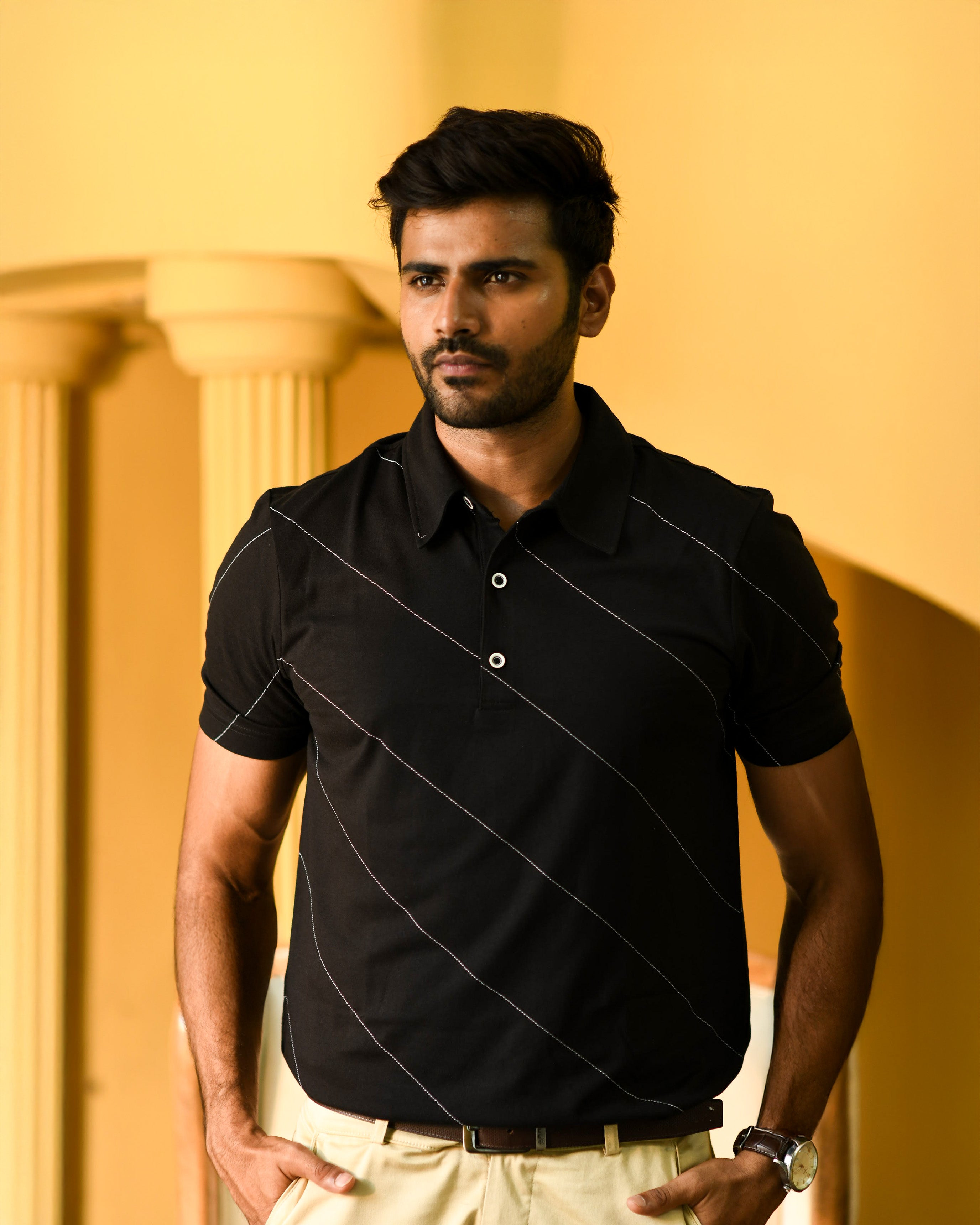 MINIMALIST PINNACLE POLO WITH SUBTLE STITCHED LINES
