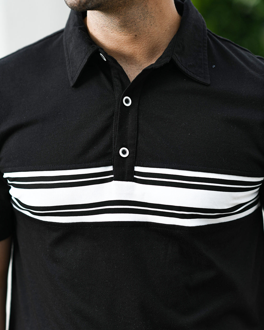 CLASSIC BLACK PINNACLE POLO WITH STRIPES